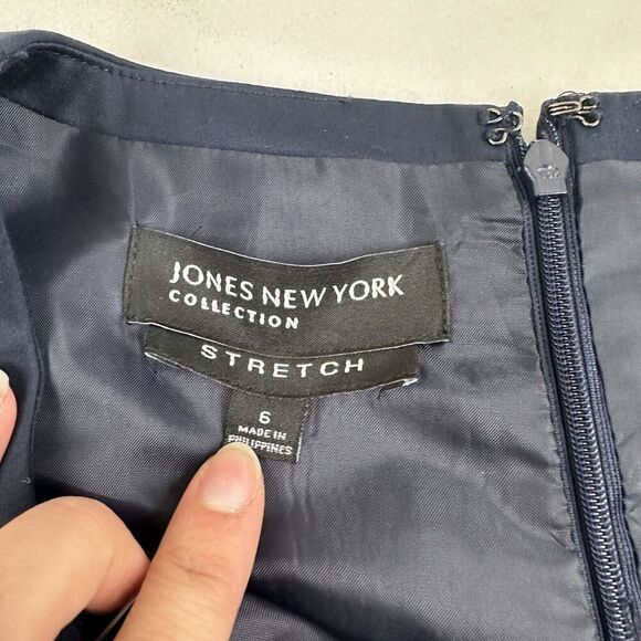 NWT Jones New York Collection Navy Blue Sheath Sleeveless Dress Sz 6 V-Neck $139 - Picture 6 of 10